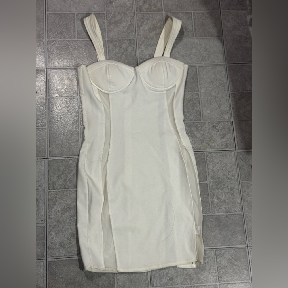 Forever 21 Ivory mesh detail mini dress